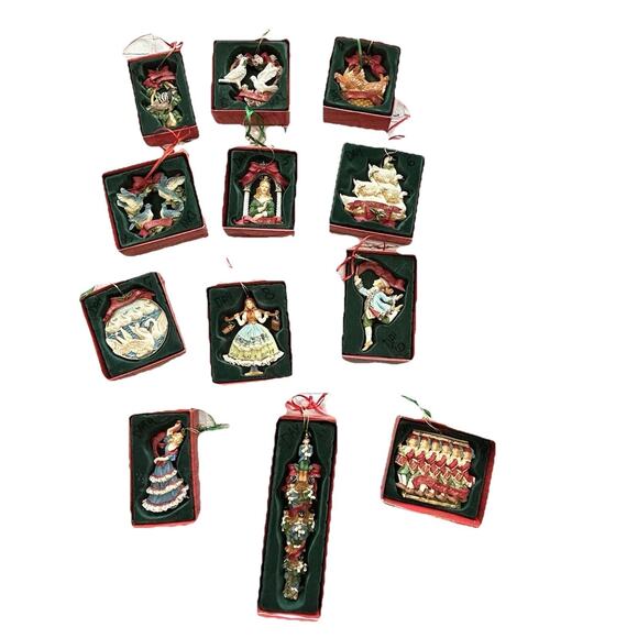 Silvestri 12 Twelve Days of Christmas Ornaments Complete, RARE Set 1999